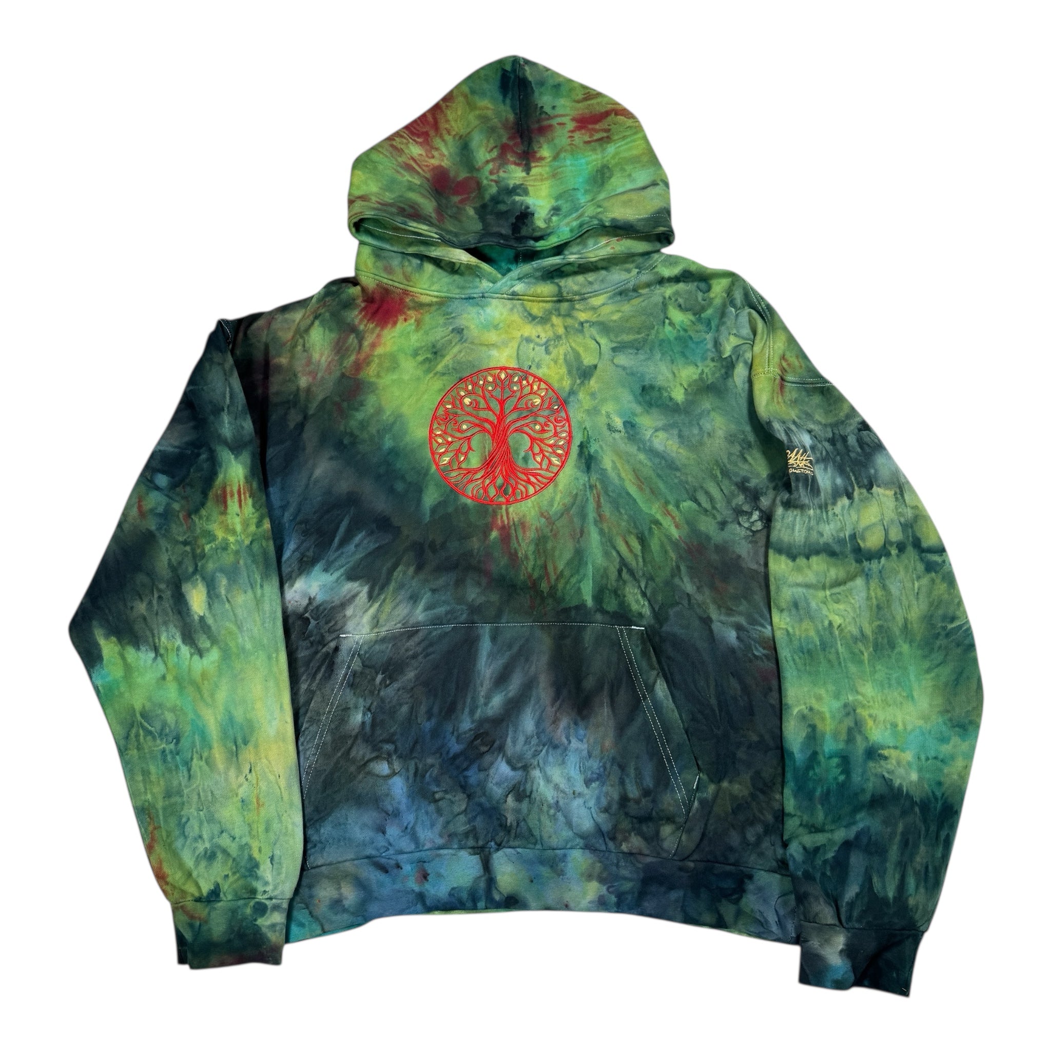 Nyraah Customs" Tree of Life" Tie-Dyed Ice-Dye Hoodie (Size X-Large)