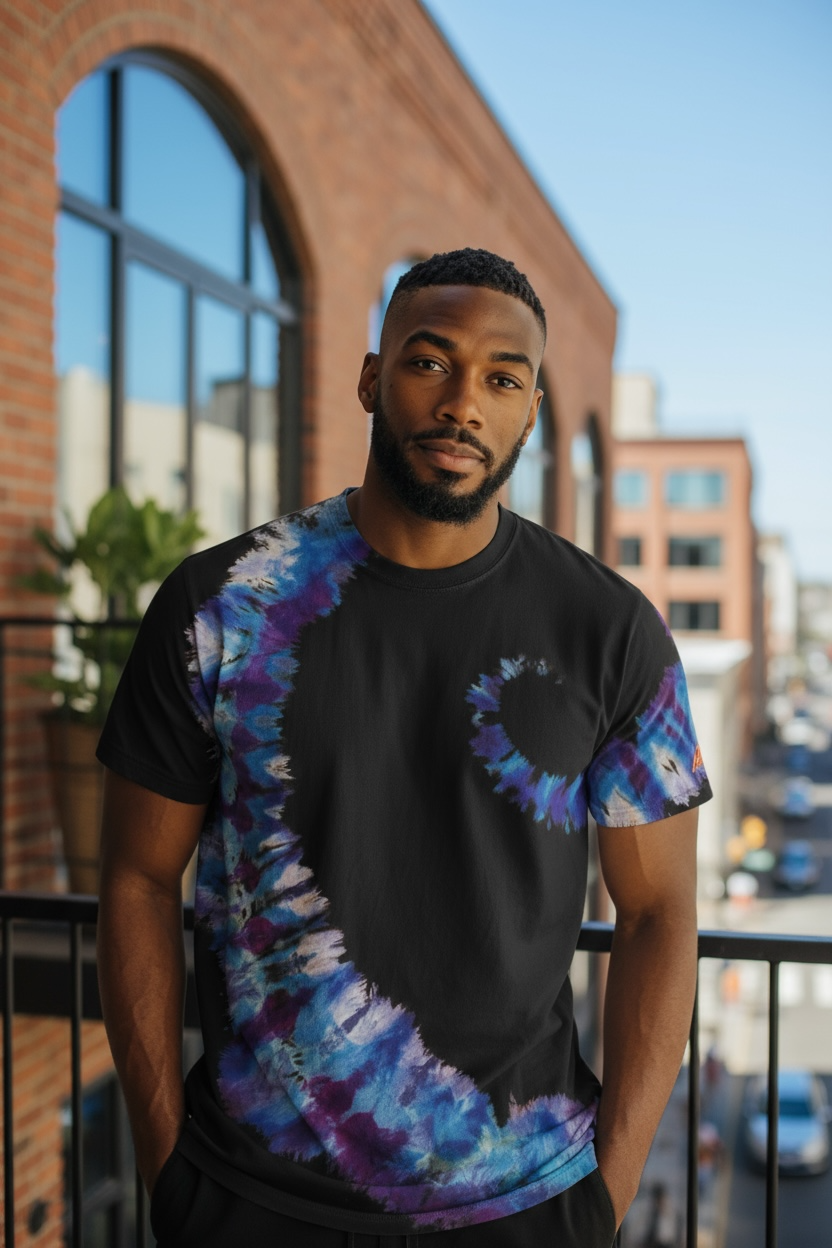 Nyraah Customs "Golden Ratio Swirl Reverse Tie-Dyed Ice-Dye T-Shirt" (Size X-Large)