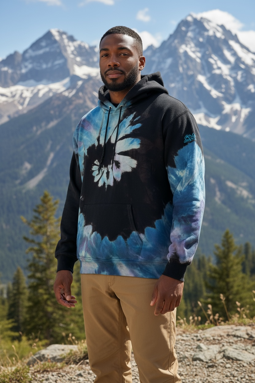 Nyraah Customs "Golden Ratio Swirl Reverse Tie-Dyed Ice-Dye Hoodie (Size Medium)