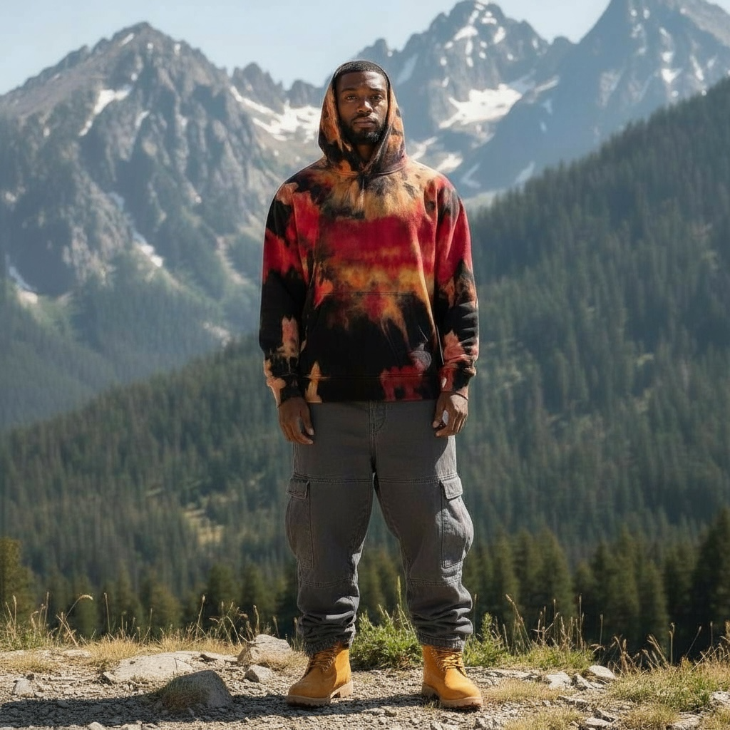 Nyraah Customs "When the Sky Caught fire" Ice Dyed Hoodie (Size Medium)