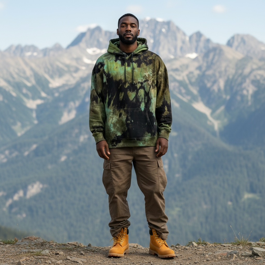 Nyraah Customs  "Night Moss" Ice Dyed Hoodie (Size Medium)