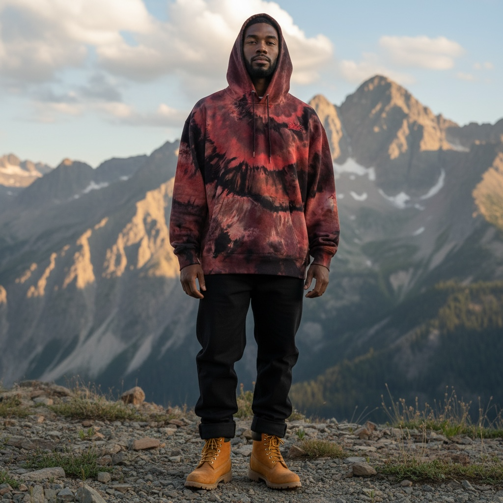 Nyraah Customs  "Blood Moon" Ice Dyed Hoodie (Size Small)