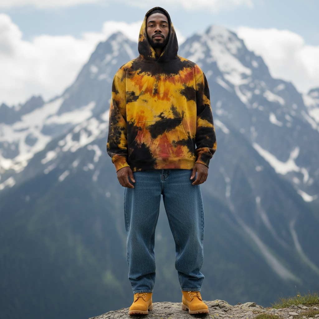 Nyraah Customs "Golden Chaos" Ice Dyed Hoodie (Size Medium)