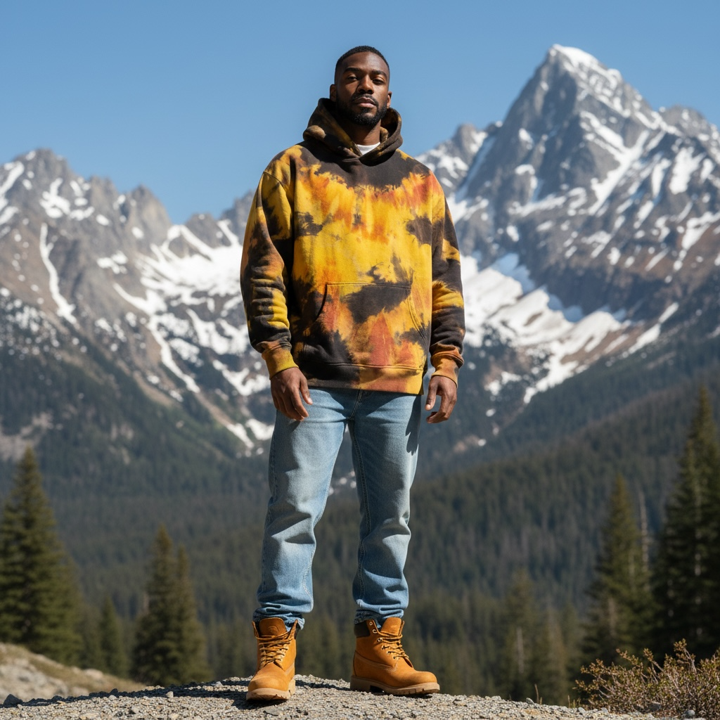 Nyraah Customs "Golden Chaos" Ice Dyed Hoodie (Size Medium)