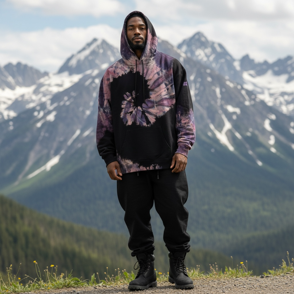 Nyraah Customs "Golden Ratio Swirl Reverse Tie-Dyed Ice-Dye Hoodie (Size Large)